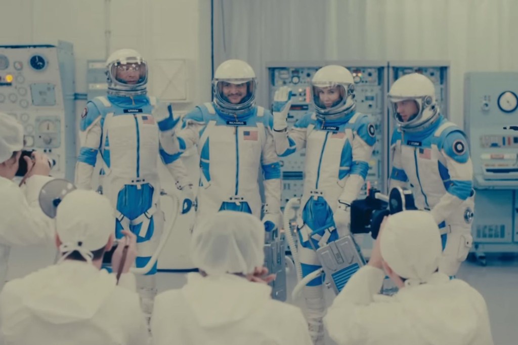 The Fantastic Four members in their space suits